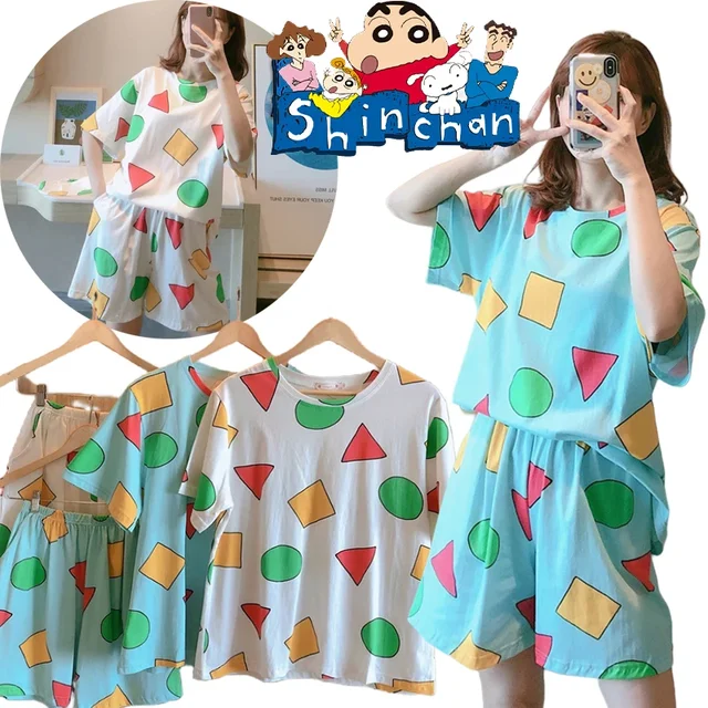 Anime Crayon Shin-chan Home Suits Sleepwear Women Pyjama Short Sleeve Pajamas Set 2023 2PCS Pj Sets Loungewear Button-Down Gift Anime Crayon Shin chan Home Suits Sleepwear Women Pyjama Short Sleeve Pajamas Set 2023 2PCS Pj.jpg