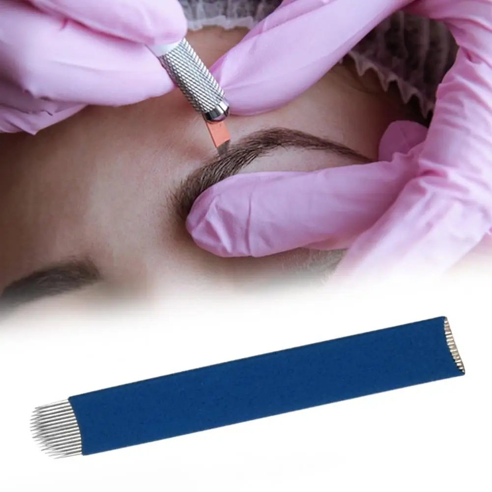 

Eyebrow Tattoo Needle 50Pcs/Box Useful Safe Smooth Edge Beauty Tattoo Curved Needle for Women