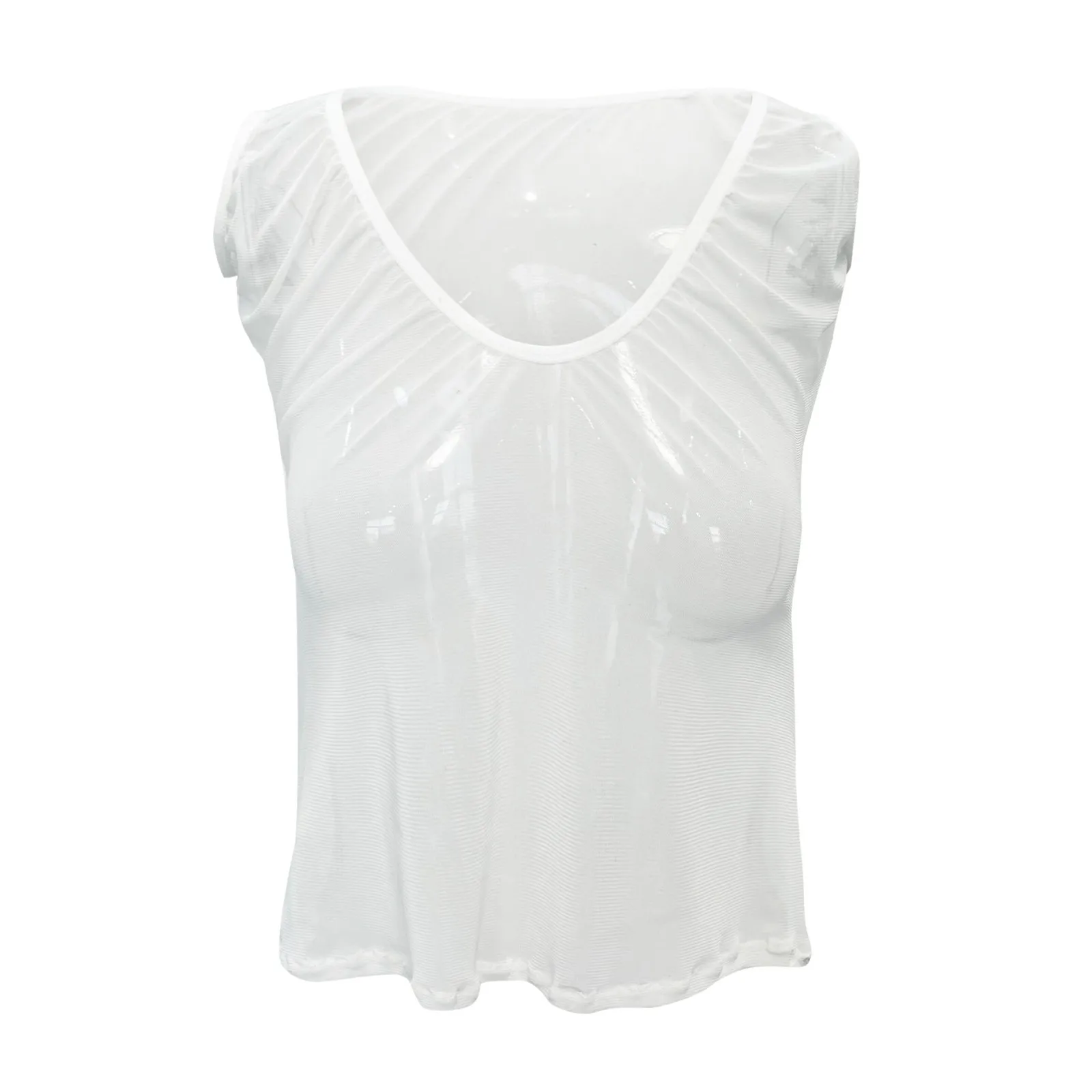 Sexy Lingerie Sleepwear Sleeveless Casual Tops See Through Mesh Crop Sheer Shirt Short Comfortable Fitness Crop Top Clothing erotic lingerie