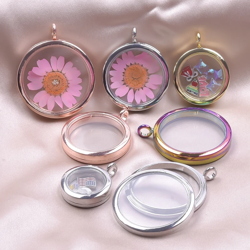 10Pcs/Lot Trendy Round Glass Floating Memory Relicario Locket