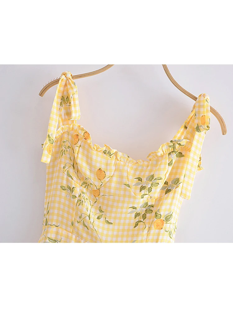 Summer Dress Vintage Lemon | Yellow Lemons Dress Women