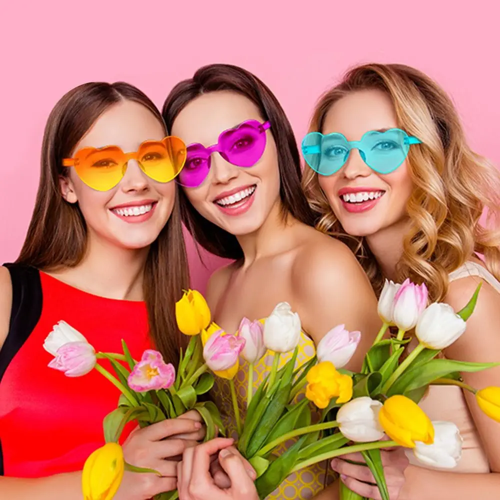 Sunglae con forma de corazón Colorido Amor Corazón Glae Gradient Lene Sunglae Sombra de color caramelo Fiesta divertida Sol_voghion.com