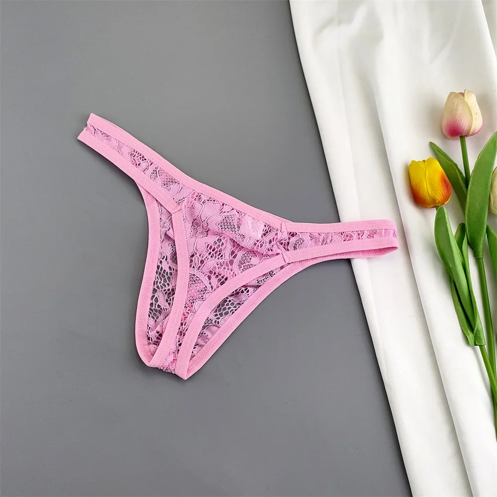 Description Picture 3 of itemSexy Men's Erotic Panties Semi Transparent Floral Lace Thongs G String Plus Size Male Underwear Lingerie