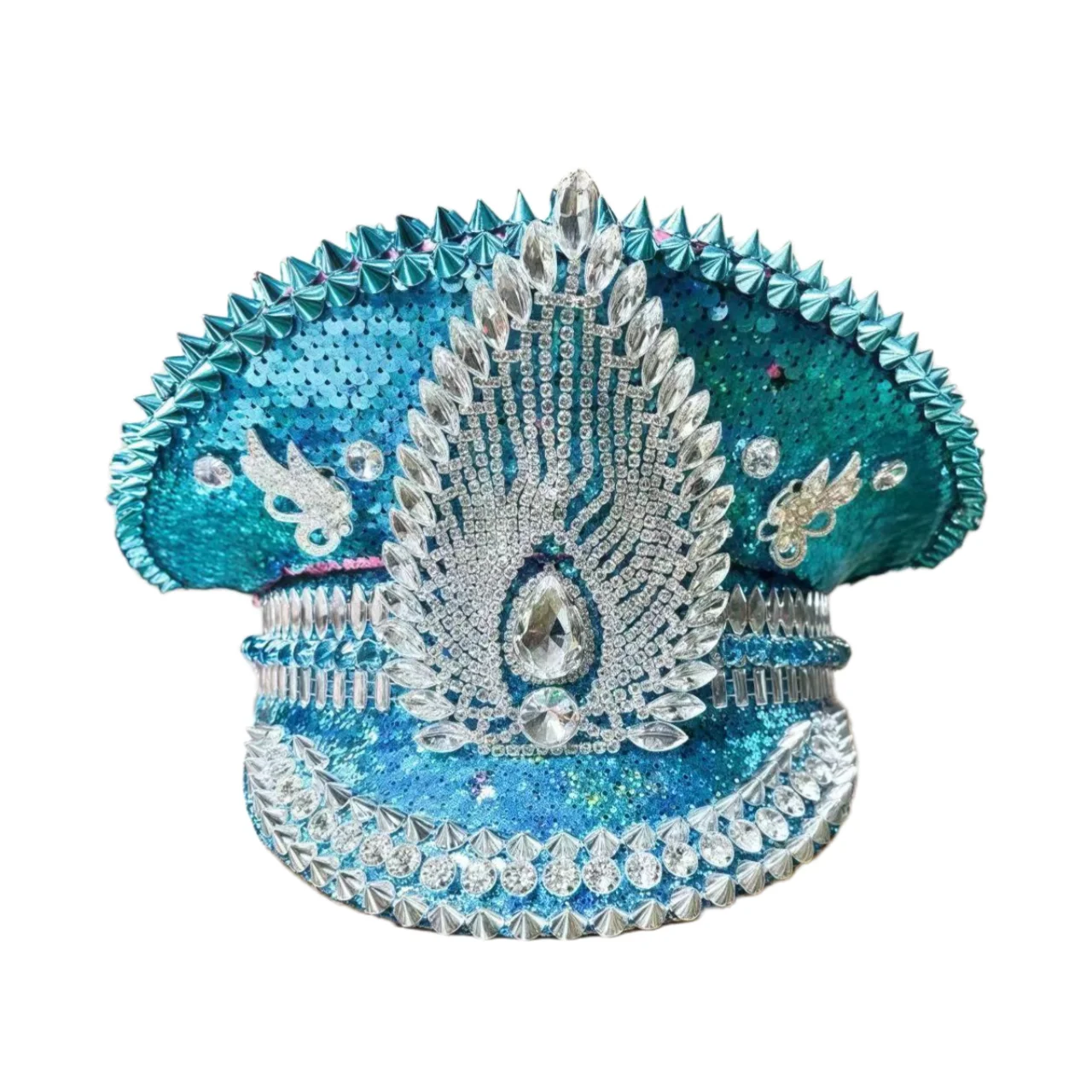 Bling Captain Hat Rhinestone Captains Hat for Men Steampunk Burning Man Military Cap gorras para hombres gorra militar