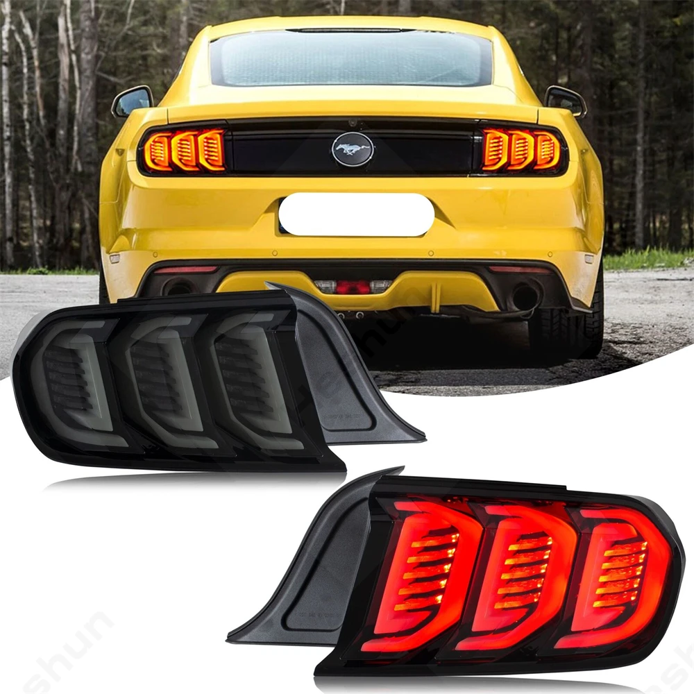 For Ford Mustang GT 2015 -2017-2020 2021 Car Tail Lights Assembly DRL Taillamp Taillight Modified Rear Lamps Full LED Tail lamp