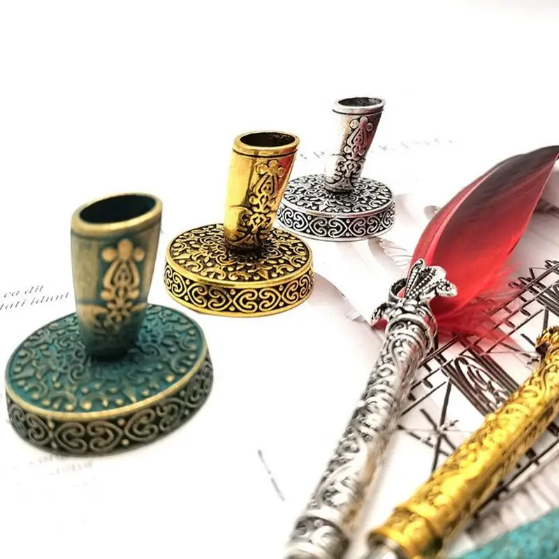 Vintage Feather Pen Holder Creative Quill Dip Gift Writing Tools Office School Supply Pen Base Without Office Stationery #W0 pen holder