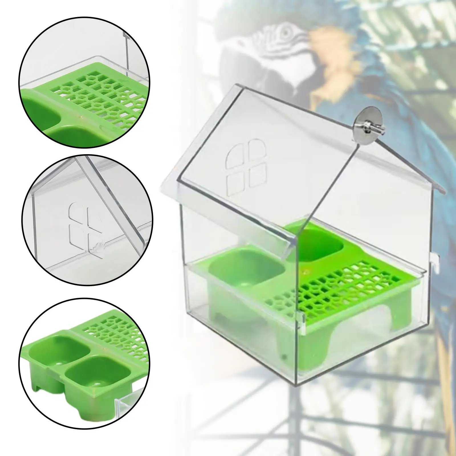 Bird Feeder Bird Bath Bowl House Multifunction Bathing Cage Accessories Parakeet Bathtub for Lovebird Parakeets Parrot