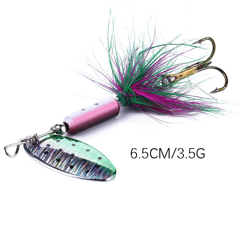 ALASICKA 1pcs Spinner Fishing Lure Spinning Sequined Baits 65mm 3.5g Fishing  Feather Hook False Bait Lu Ya Baits Fishing Tackle - AliExpress