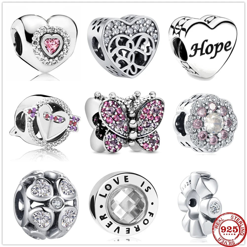 New Unlimited Hope Love Is Forever Charm White Pink Zirconia Perline Fai Da Te Fit Pandora Charms Argento 925 Braccialetto Originale Jewerly