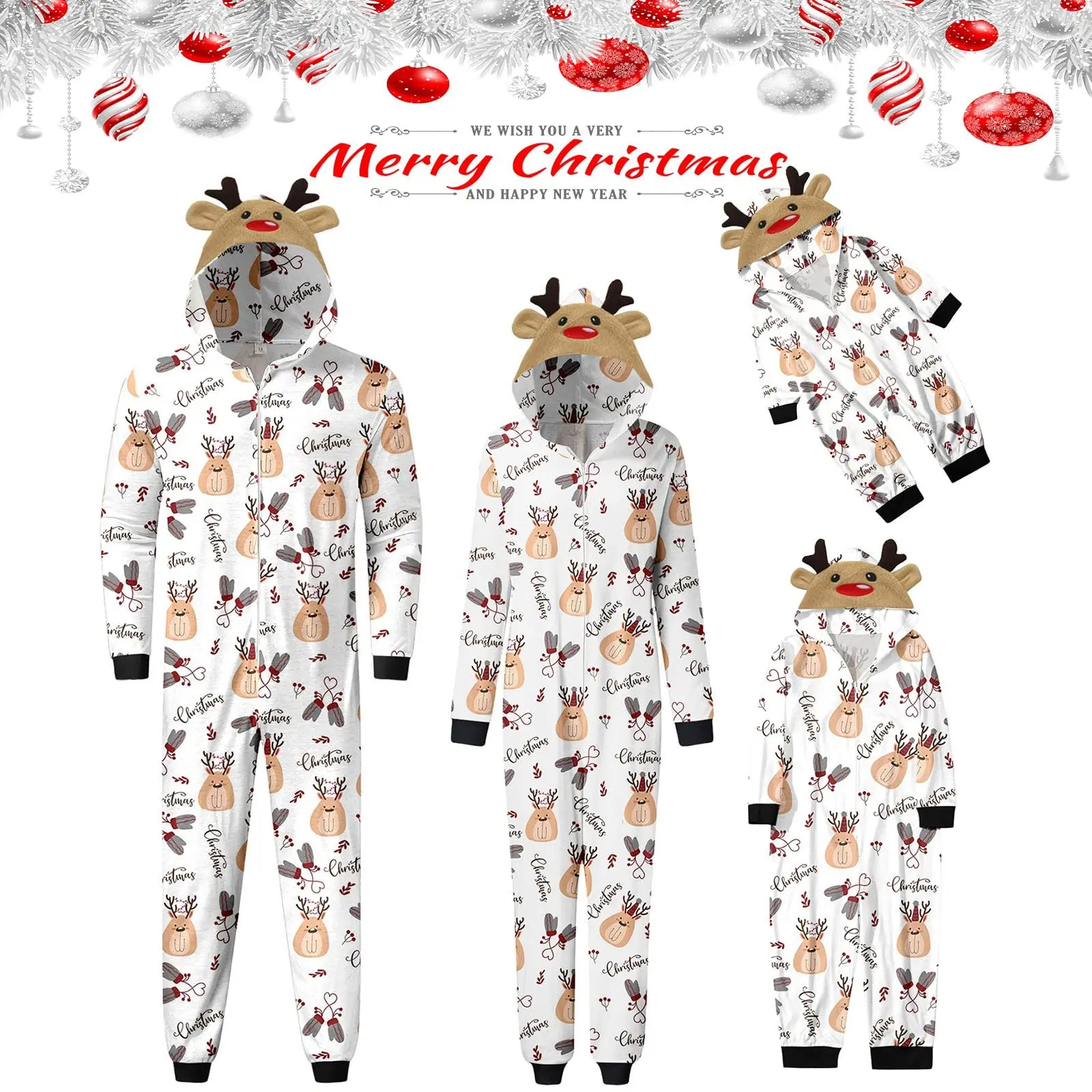 thumbnail image 2 of Conjunto de pijamas navideños familiares a juego, camiseta de manga larga con letras de alce, pantalones a cuadros, ropa de dormir, ropa de estar por casa, pijamas navideños, ropa de dormir, 2 of 5
