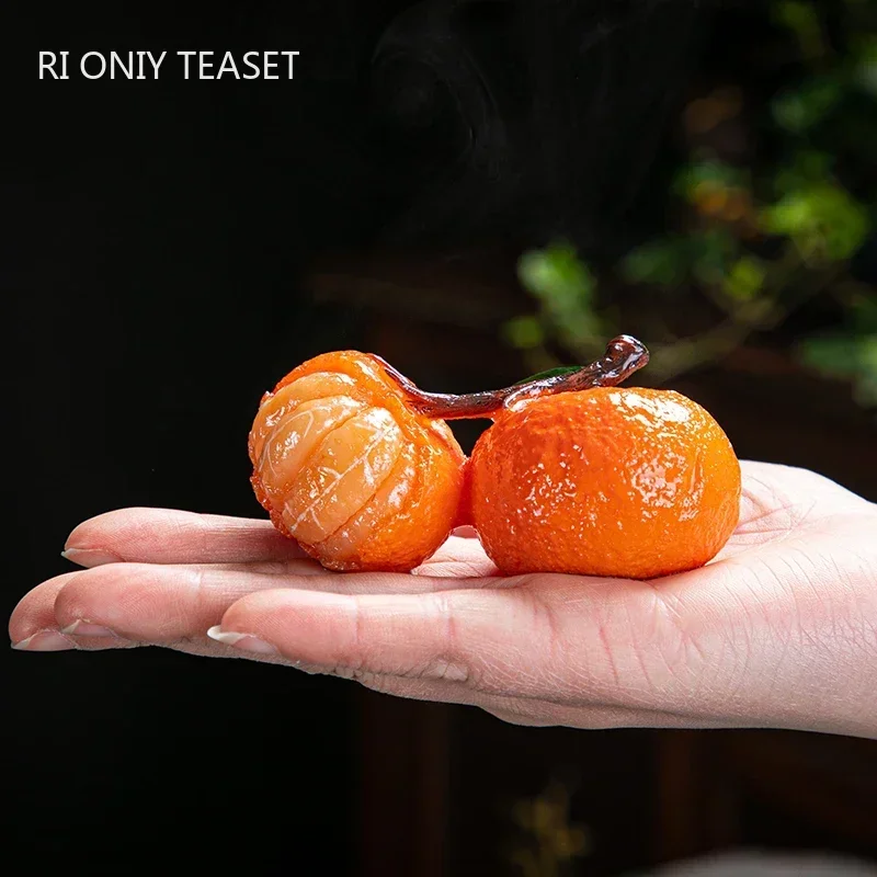 Chinese Resin Color Changing Tea Pet Lucky Orange Model Tea Figurine Ornaments Home Set Decoration Accessories Crafts tea pet ornaments