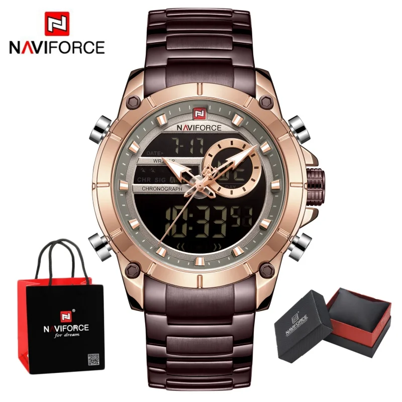 NAVIFORCE Male Luxury Original Sports Wrist Watch Waterproof Digital ...