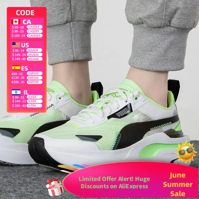 PUMA Kosmo Rider : Chaussures décontractées basses pour femme, élégantes, polyvalentes, durables, antidérapantes, souples – Vert clair 383113-01 1