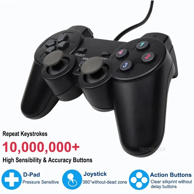 USB Wired PC Game Controller Gamepad For WinXP/Win7/Win8/Win10 Joypad For PC Windows Computer Laptop Black Game Joystick - Image 5