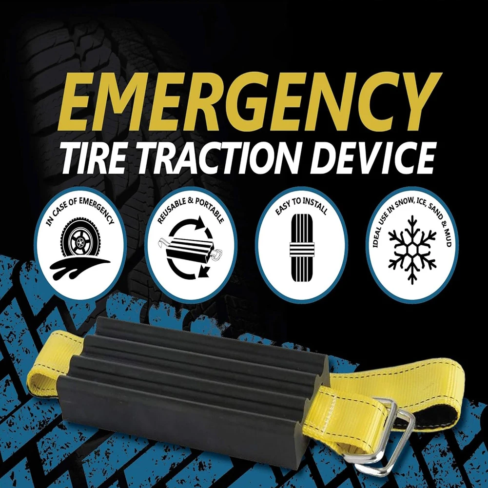 2Pcs Car Snow Mud Sand Tire Chain Straps Snow Traction Mat Car Tire Traction Blocks Anti-Skid Mud Sand Device