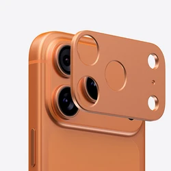 Aluminum Metal Rear Camera Lens Protector with Enhanced Screen Protection and Lens Ring Film - 17Promax (Orange)