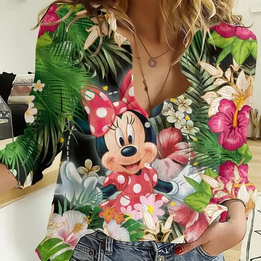 

2023 Disney Shirt Women'S Fashion Disney Graphic Loose Shirt New Fashion Fashion New Women'S Top Minnie Mouse Temperament Top