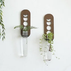 Moon Phase Wall - Mounted Wooden Plant Propagation Station - Hydroponic Terrarium for Home and Office Decor (2 pcs)