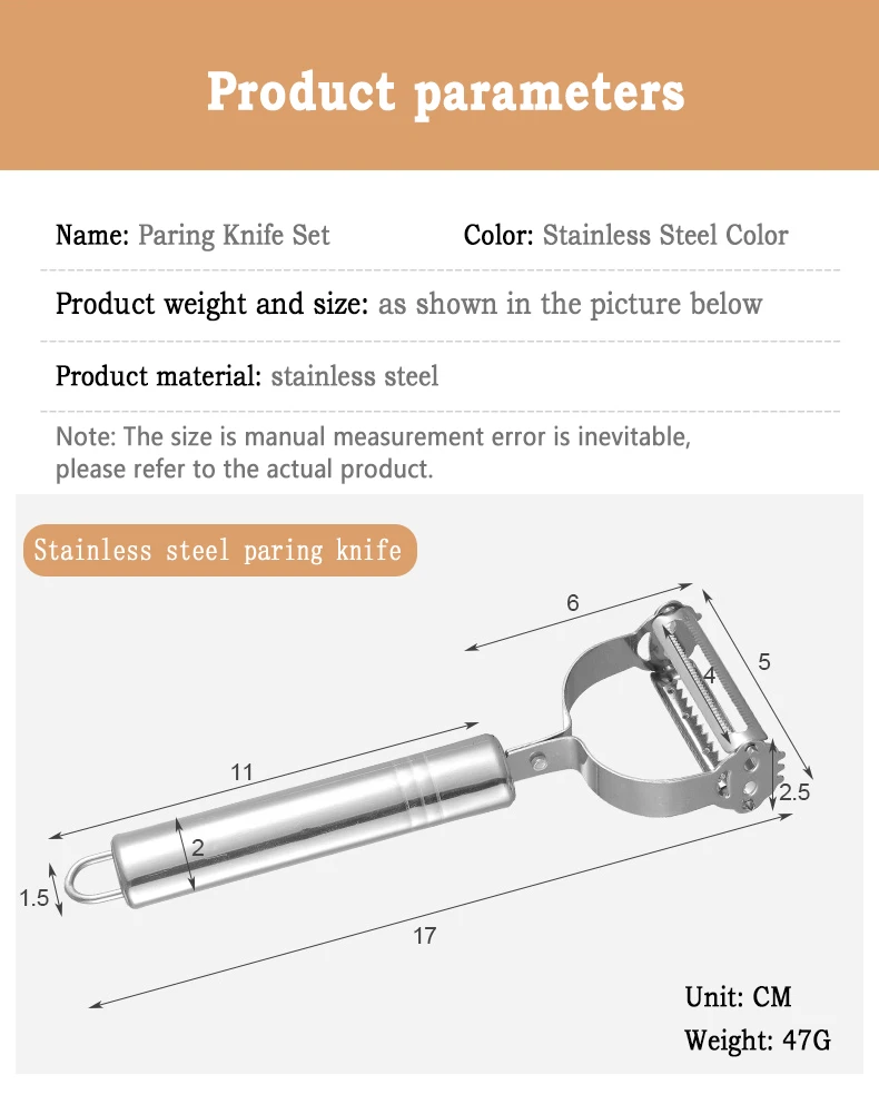 Three Piece Set Multi-Function Stainless Steel Potato Cucumber Carrot Grater Julienne Vegetables Fruit Peeler Two-In-One Slicer