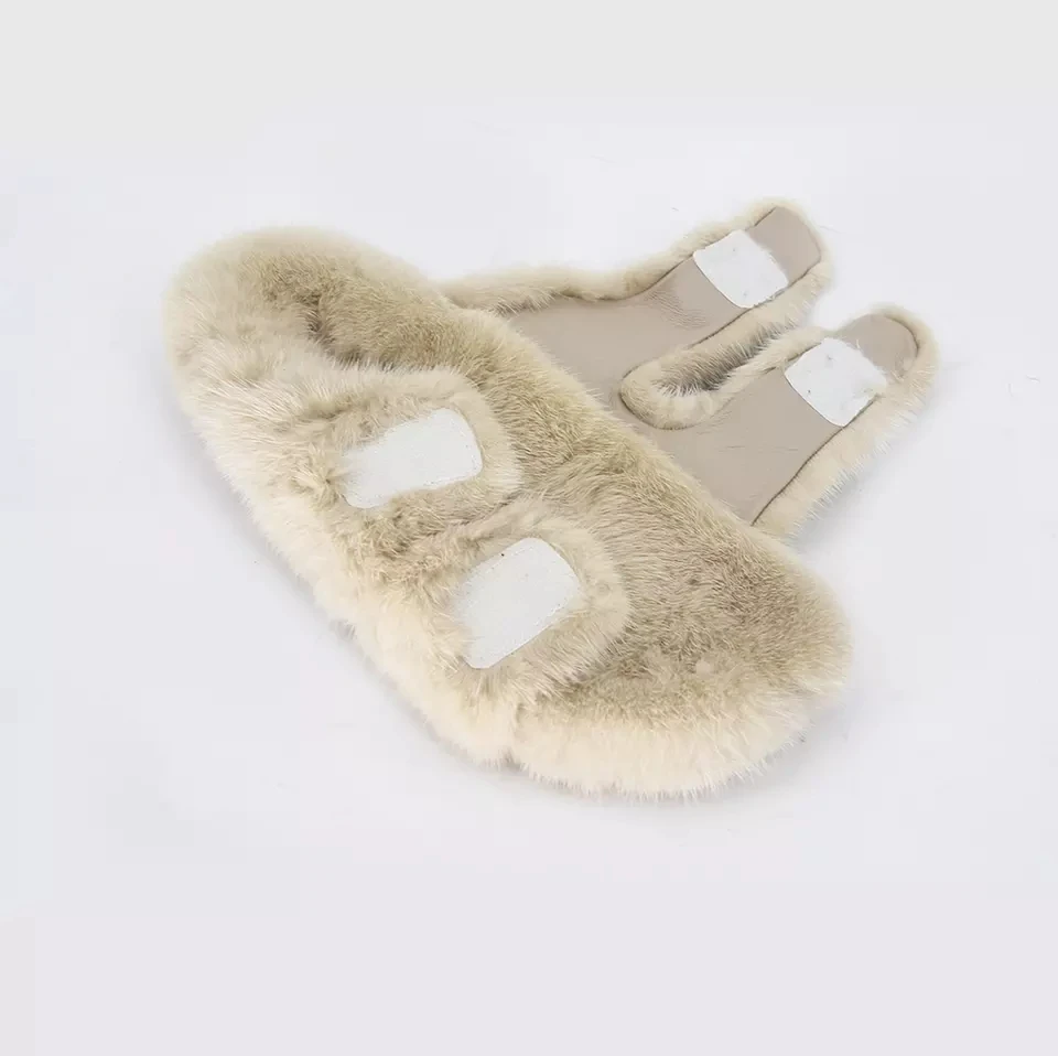 Brown Mink Fur Slides. Made of 100% Real Fur. All Sizes Available.