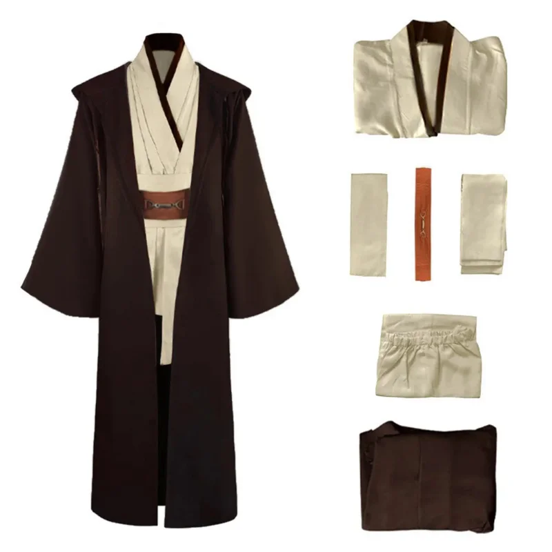 Jedi Master Robes Obi Wan Kenobi Halloween Costume Cosplay Star Soft Poliestere Wars Anakin Skywalker Mantello