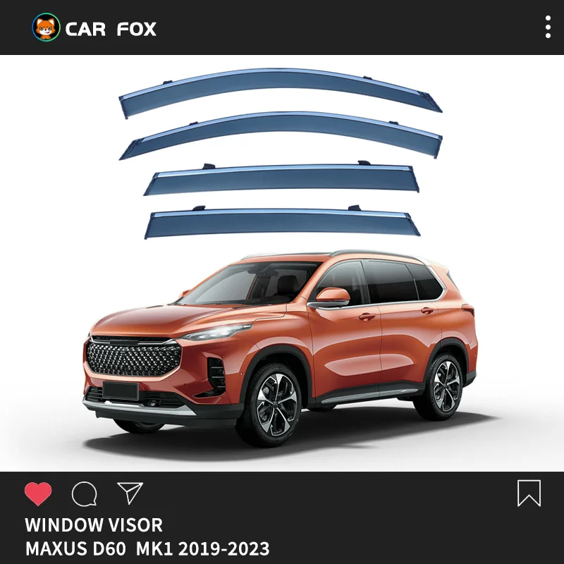 

For MAXUS D60 2019-2023 Plastic Window Visor Vent Shades Sun Rain Deflector Guard 4PCS/SE For MAXUS D60 2019-2023