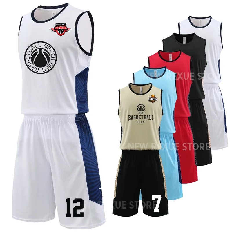 

Sublimation Blanks Custom Basketball Jersey Set Men Boy Kids Quick-dry Team Professional Basketball Uniforms Wear Plus Size