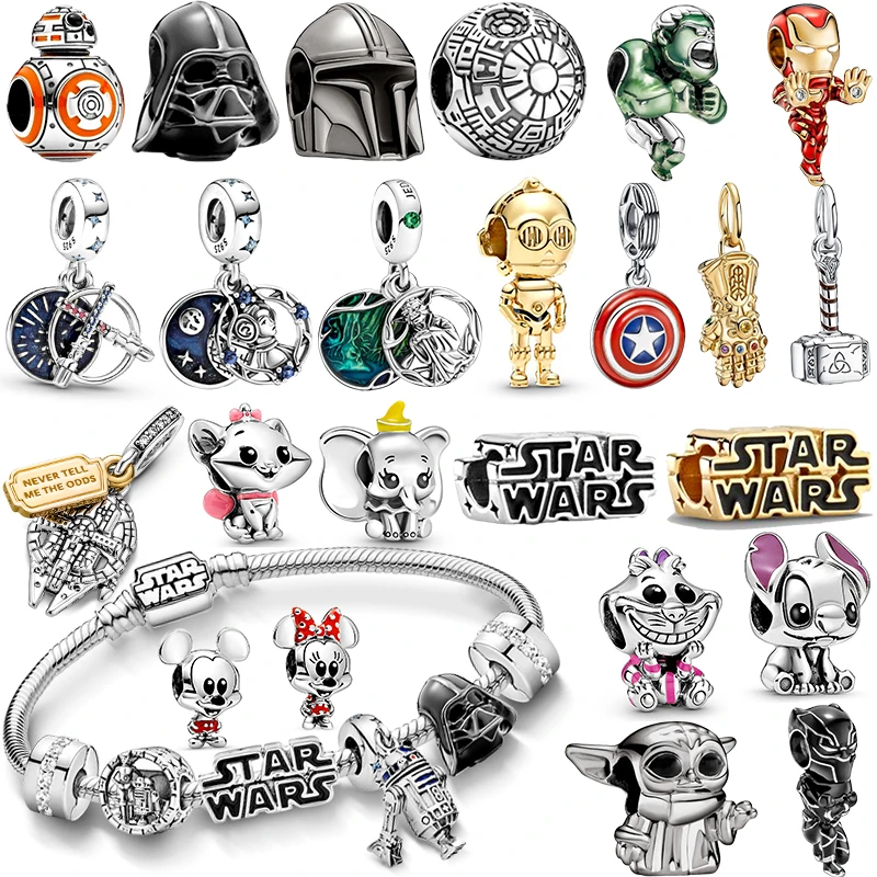 2022 Marvel 100% Plata de Ley 925 Disney Charm Beads para pulsera Pandora Original mujer cumpleaños Boutique joyería de moda| | -