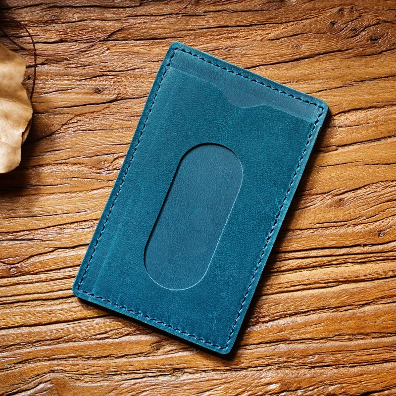 Vintage Top-Grain Crazy Horse Leather Wallet &ndash; Handmade Minimalist Card Holder, Creative Genuine Leather Cash & Card Sleeve