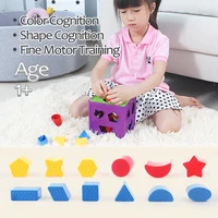 Baby Blocks Shape Sorter Toy Box Color Geometric Shape Cognition Sorting Montessori Early Learning Matching Activity Cube Toys 2