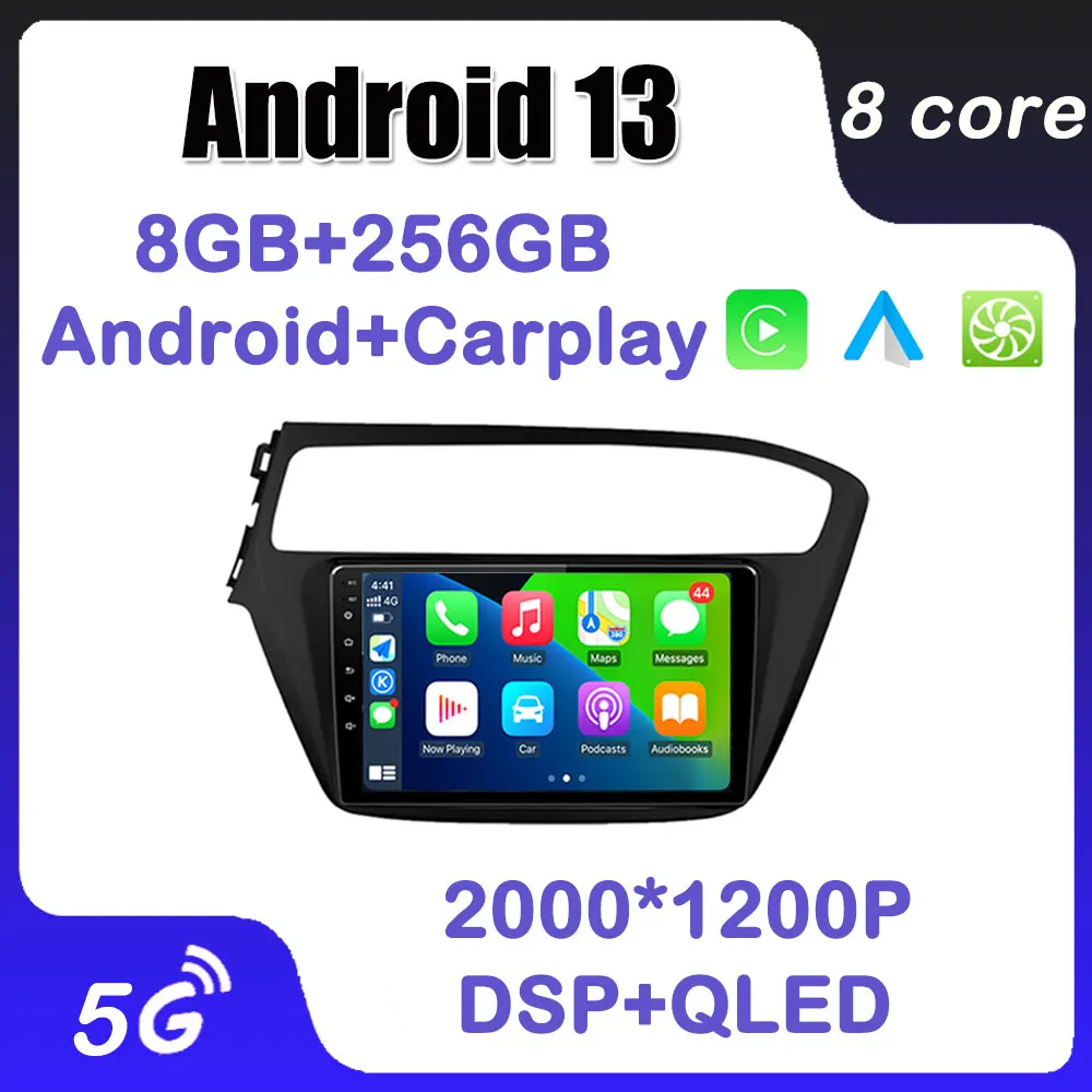 

Автомобильный радиоприемник Android 13 для Hyundai I20 2015-2019, мультимедийный видеоплеер, головное устройство с GPS-навигацией, автомобильное воспроизведение, Φ с DSP IPS BT