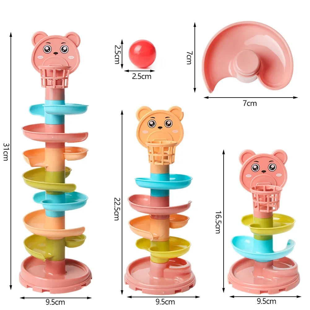 Baby Puzzle Track Turn Around  Track Rolling Ball Mental Sliding Ball Tower Education Assembling Toy Gift Stacking Toy for Kids 2