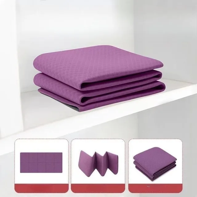 TPE Folding Yoga Mat Sports Anti Slip Shock-absorbing Fitness Folding Mat High-density 6mm Portable Belt Wear-resistant Rest Mat
