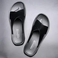 Sandales pour hommes pantoufles en cuir véritable marque de luxe mode chaussures plates pour homme décontracté antidérapant plage Sandalia Zapatos Hombre 2024 2