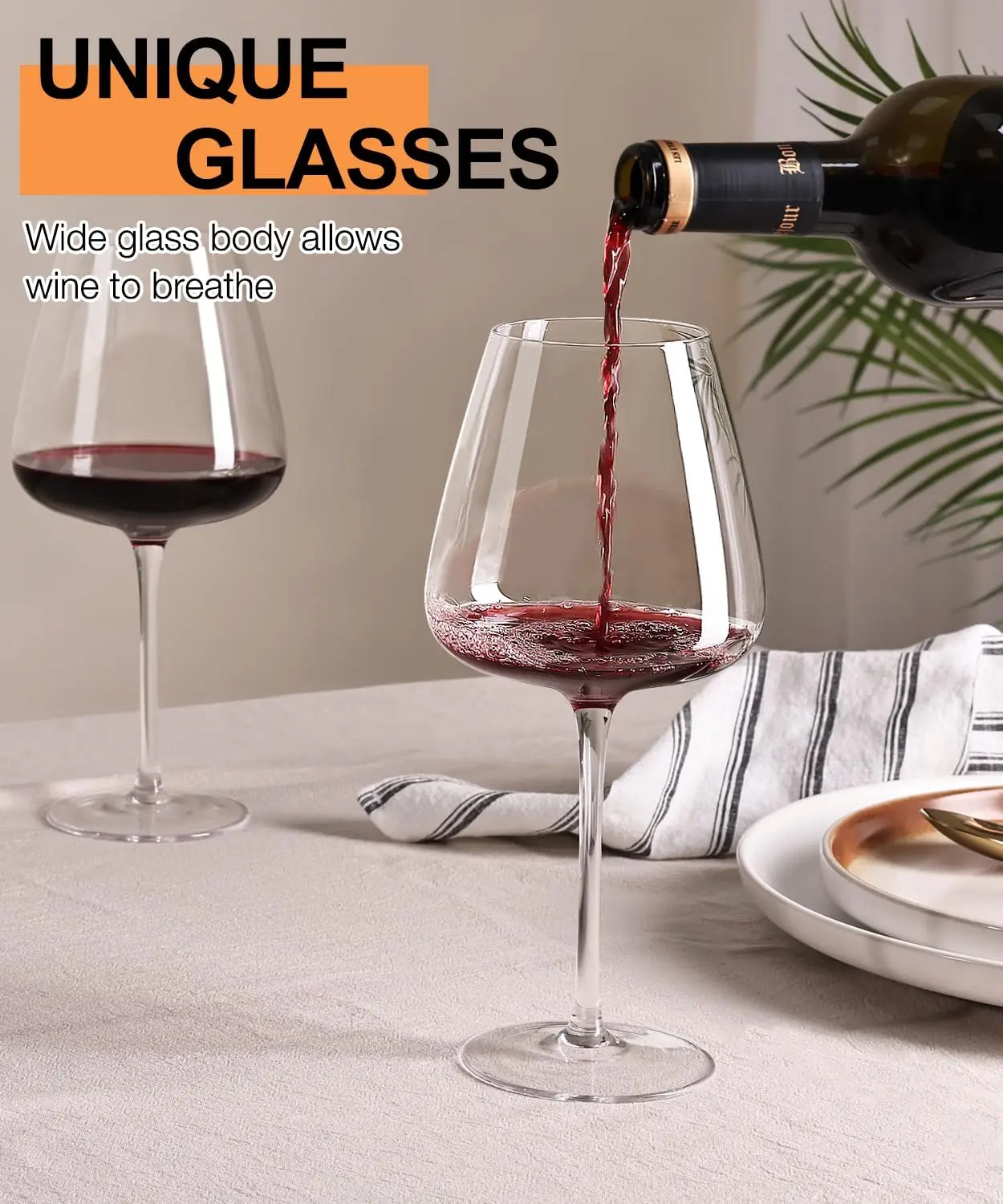 Hand Blown Burgundy Glass Set 6