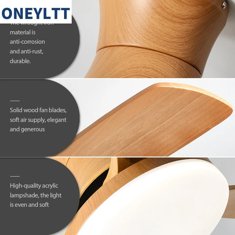 Flush Mount Ceiling Fan With Light Low Profile Wooden Ceiling Fan Lamp with LED Light and Remote Control Reversible Motor