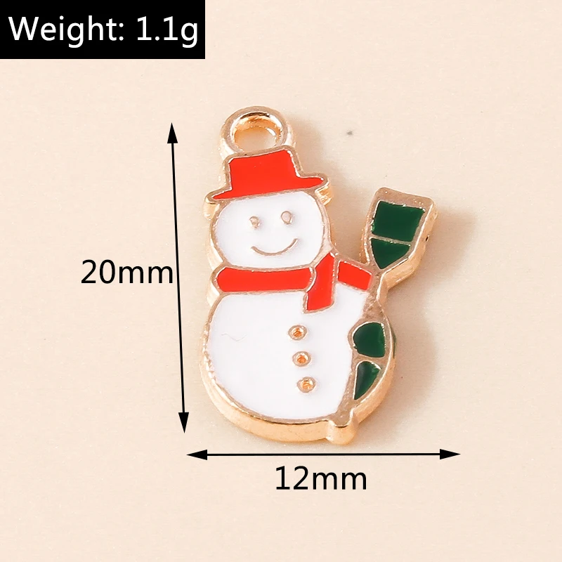 Leslie 10 stücke Emaille Weihnachten Charme Schneeflocke Baum Socke Hirsch Schneemann Charms für DIY Schmuck machen Weihnachten Neujahr Geschenke – Detail 22