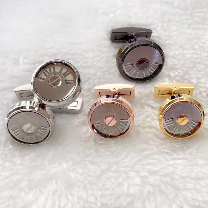 Luxury High Quality CT Circular Clock Four Colors Cuff Links Detail Business Suit Shirts CuffLinks Classic Buttons Box Set