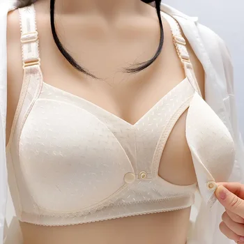 Front Open Maternity Nursing Bra Plus Size Mother Pregnant Women Underwear Cotton Breast Feeding Bras Wire Free Pregnancy Clothe 1