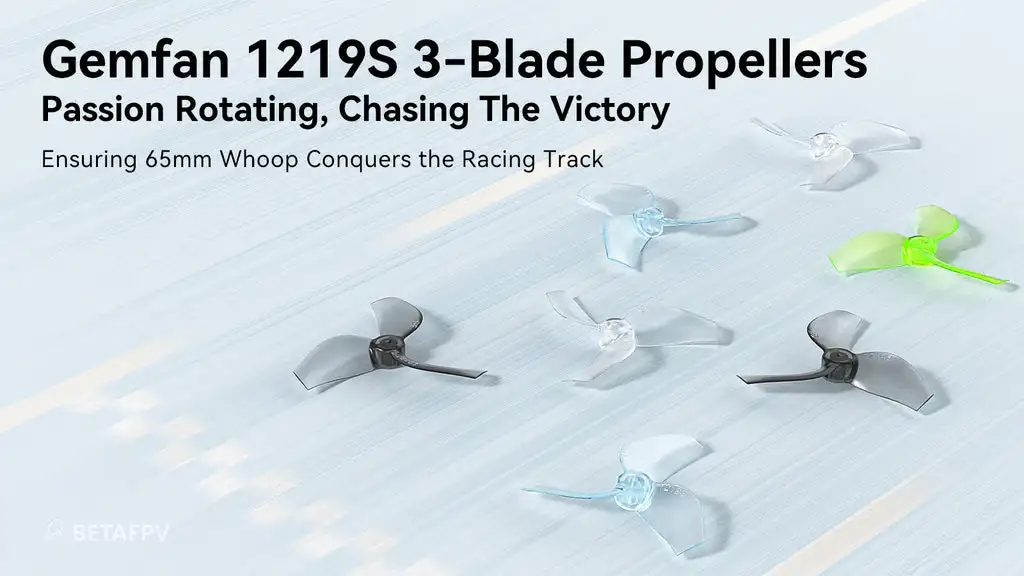 Gemfan 1219S 3-Blade Propellers (1.0mm Shaft)