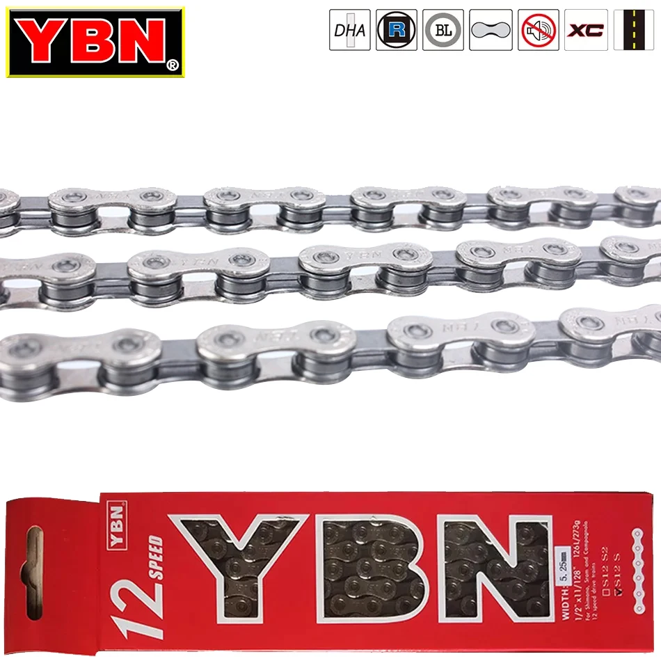 

YBN Bike Chains MTB Mountain Road Bike Chians 11 Speed Hollow Bicycle Chain 116 Links Silver S11S with missinglink for m7000 XT