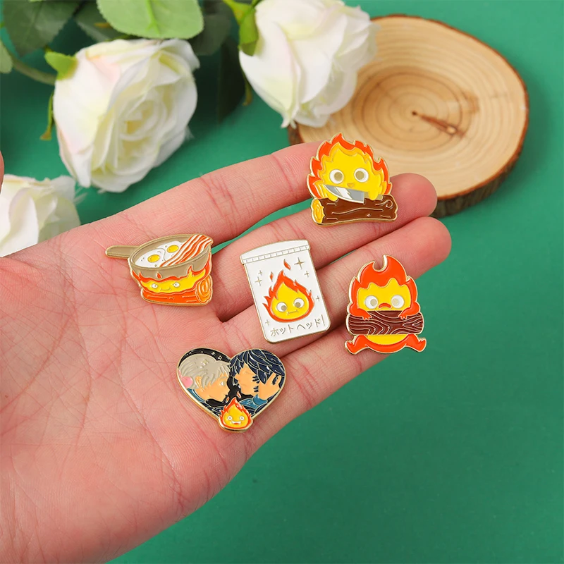 Broches Broches Feu Calcifer Émail Broches Mignon Magique Elfe De