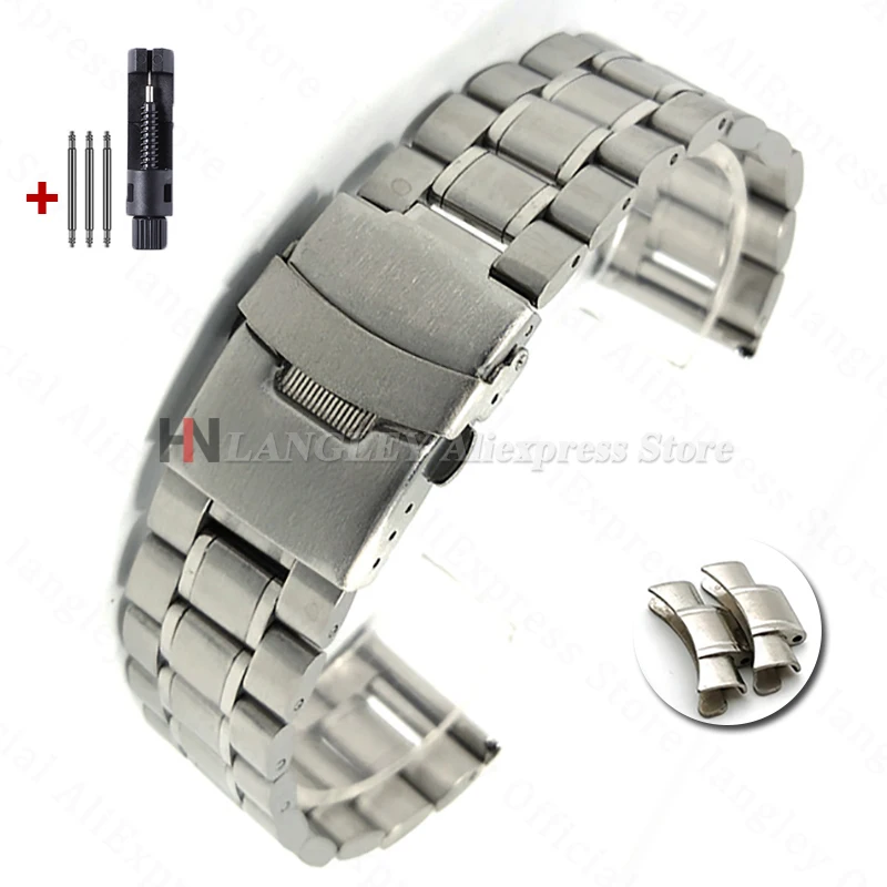 Premium Solid Stainless Steel Arc-End Watch Strap - Universal Replacement Bracelet