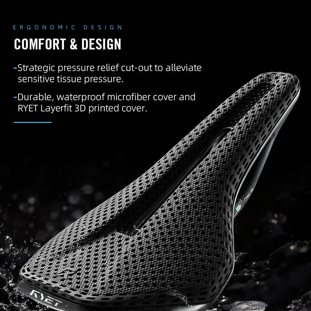 RYET Vollcarbon-Fahrradsattel, 3D-gedruckt, ultraleichter Fahrradsitz, Sattel, 245 x 140 mm, Fahrradkissen für Rennrad, MTB, Kies, Rennteile – Detail 15