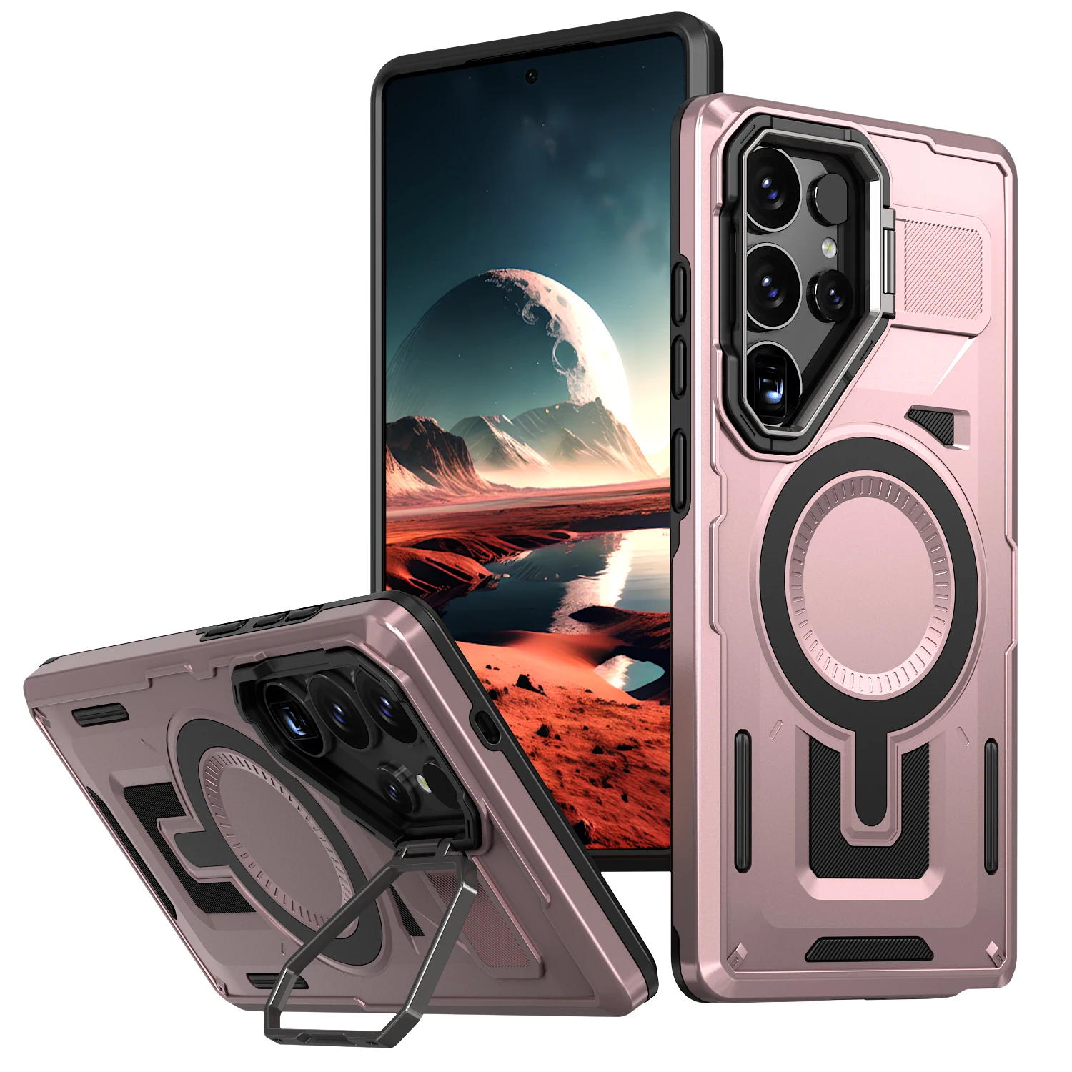 Shockproof Armor Case with Metal Camera Holder and Rugged PC Cover