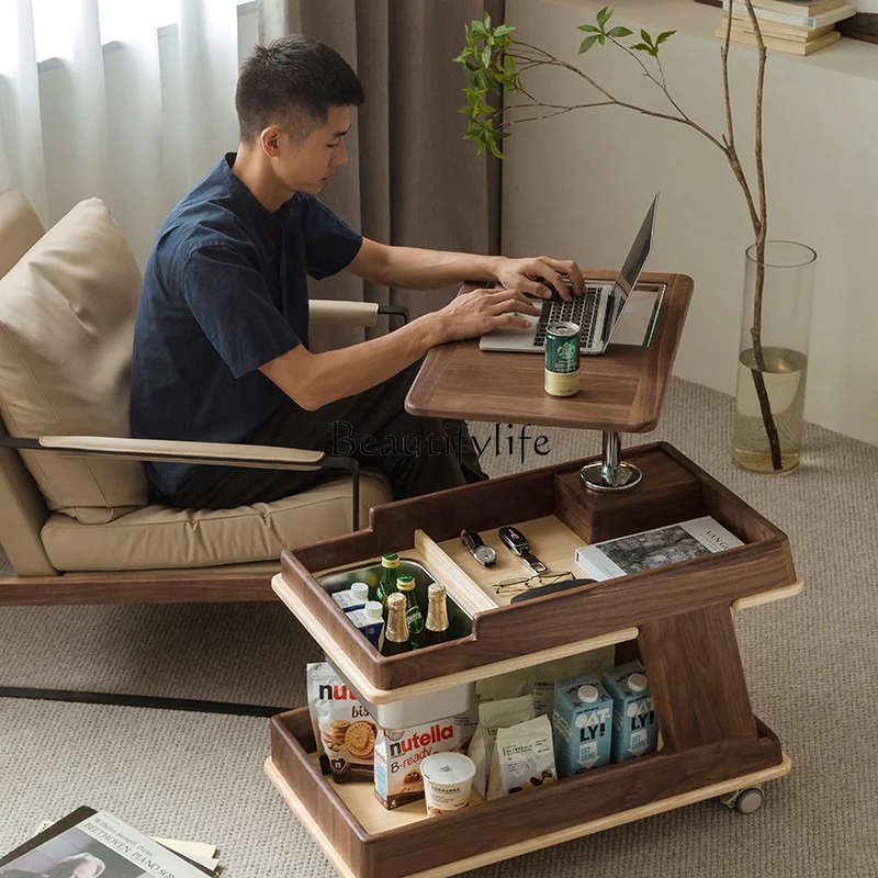 

Nordic Small Apartment Solid Wood Lifting Coffee Table Multi-Functional Side Cabinet