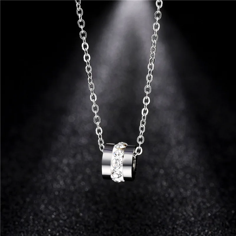 

Stainless Steel Roman Number Crystal Necklace Women Fashion Jewelry Simple Choker Collares Temperament Pendants