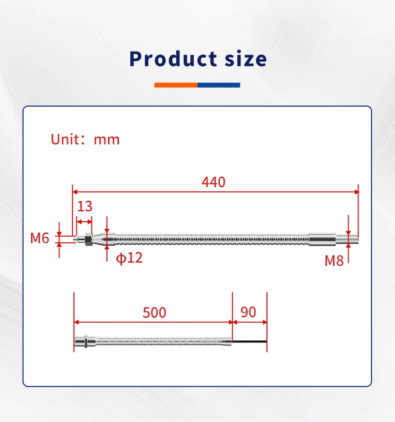 FUWEI FWRC16-610HT Feste faseroptische Sensorsonde, universelle Schwanenhals-Codierung, Laserbeschriftungsmaschinen, geformte faseroptische Sonde – Detail 6
