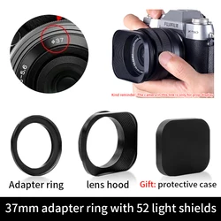 Universal Metal Square Camera Lens Hood for Photography (52/43/46/39mm) (Black 37mm)