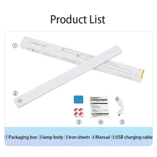 LED Cabinet Light USB Type-C Rechargeable Motion Sensor Led Lamp for Kitchen Wardrobe Cabinet Lighting 20cm/30cm/40cm/50cm/60cm 6